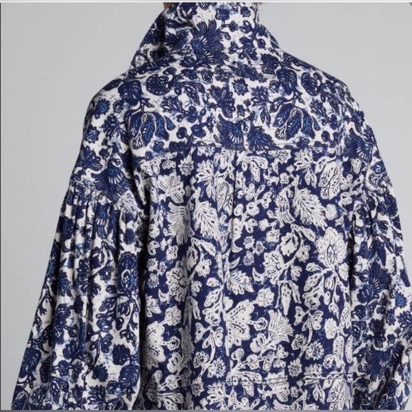 Ulla Johnson Denim Floral Griffin Jacket size Large, sold out everywhere​ - Picture 4 of 8